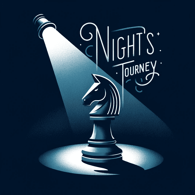 Night's Tourney banner image. AI generated image of a knight chess piece.